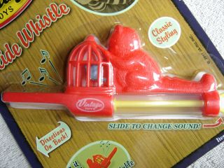 MOC Toy Slide Whistle Vintage Toys JARU JA RU 5465 Cat Bird Cage New