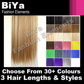 De Cheveux A Clips 45/55/65cm TÊTE COMPLETE Blond Brun Noir 30+ coul