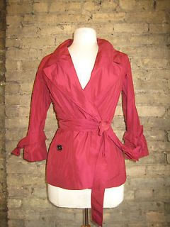 BURBERRY gorgeous cropped trench coat with belt BURGUNDY SZ 2