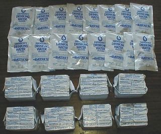 Emergency Rations & 16 Water packets mre survival food bars 2017