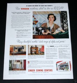 1950 OLD MAGAZINE PRINT AD, SINGER SEWING CENTER, ONE NEAR YOU