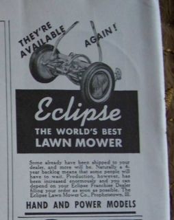 1946 Antique Eclipse Push Lawn Mower Ad