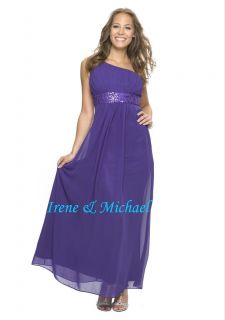 Cadbury Purple One Shoulder Beading Evening Bridesmaid Maxi Dress Size