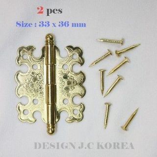 Pair Brass Mini Cabinet Butterfly Hinges KOREA Hardware (36x32mm