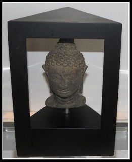 Unusual Antique Primitive Carved Stone Buddha Head Cambodia? NR