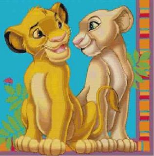Disney Lion King Simba and Nala Cross Stitch Pattern