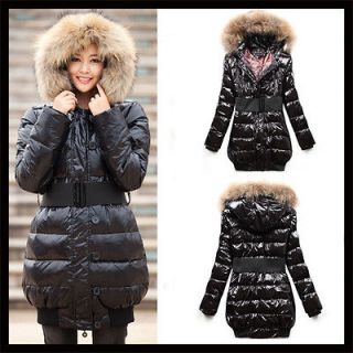 UK Seller！Women Thick Winter Warm Fur Collar Down Cotton Long Hood