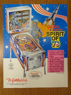 Nice Original Gottlieb Pinball Flyer Spirit of 76