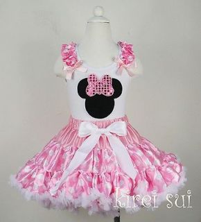 Pink White Polka Dots Pettiskirt Minnie Mouse Head Tank Top 2pc Party