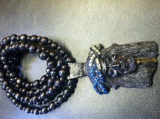 Custom Black North Skull Jesus Piece w/ blue & canary crystals on reef