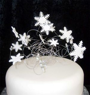 CHRISTMAS / WEDDING CAKE TOPPER SNOWFLAKES AND BEADS