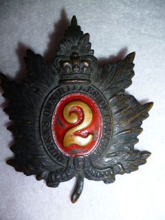 Militia   Pre WWI Queens Own Rifles of Canada Busby Cap Badge