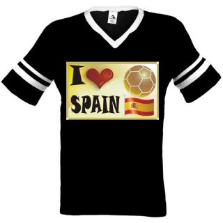 Love Heart Spain Flag Soccer Ringer T shirt Tee