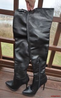 Burberry Calvary 130mm Over the Knee Black Leather Boot Eur 37; UK 4