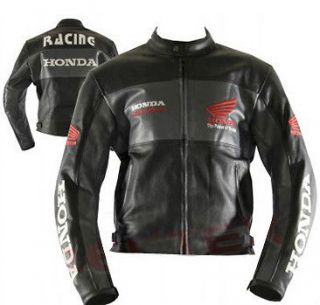 Men Black Honda Motorcycle Biker Leather Jacket size XS to 6XL