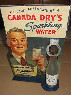 Vintage Canada Dry Sparkling Water Sign with Bottle