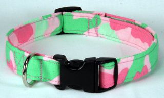 Pink & Lime Green Camo Designer Dog Collar