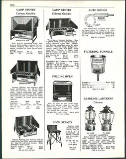 1938 AD Coleman Gasoline Camp Stoves & Folding Oven Sheet Steel Iron