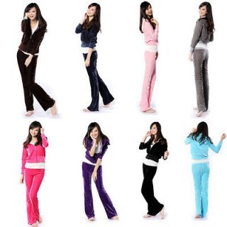 Sexy Velour Hoodie Track Suit Sport Celeb Outfit Woman Jacket Pants
