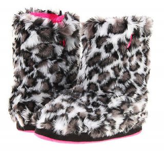 Justin Girls Youth NEW Gray Leopard 5750806 Furry Slippers House Boots
