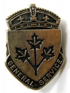 Sterling Silver Antique Vintage WW2 Canada General Service Pin