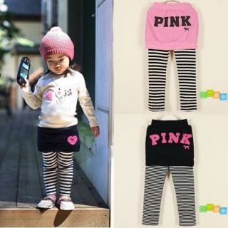 Toddlers Girls Lovely Skirt Stripes Leggings Pants Stretchy Cotton 3 8