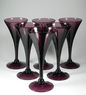 Set of 6 Amethyst Cambridge Trumpet Sherry Glasses Cordials Wines