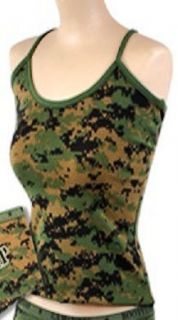 WOMENS ARMY USMC CASUAL WOODLAND DIGITAL TANK TOP LG