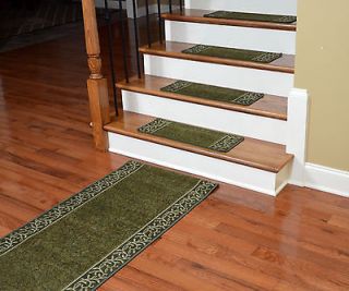 Dean Washable Non Skid Carpet Stair Treads w/Landing Runner   Garden