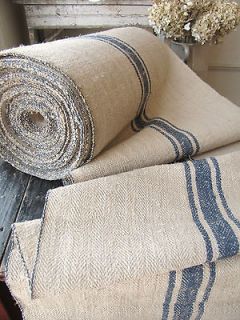 Vintage STAIR / TABLE RUNNER HEMP blue rug fabric per/ 1 YD carpet