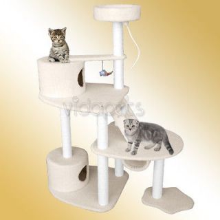 59 Natural white BEST MODEL Cat Tree 2 Condo Furniture Scratch Post