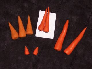 carrot noses for snowmen,polyme r clay,asst sizes,10/pk