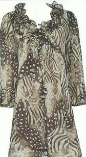 Pretty Angel Clothing Womens Leopard Print Blouse Silk Blend Cream