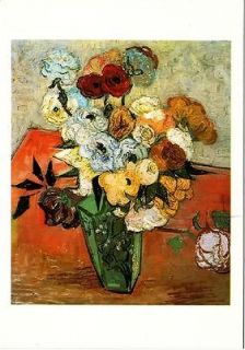 Japanese Vase with Roses and Anemones by Vincent Van Gogh Art Postcard