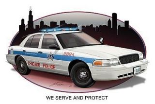 City Of Chicago Police Car Wall Graphic Fat Cat Man Cave Home Office