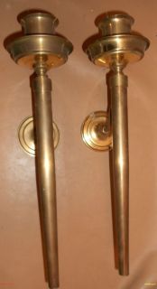 Brass 16 Long Taper Candle Stick Holders Sconce Wall Mounted Set of 2