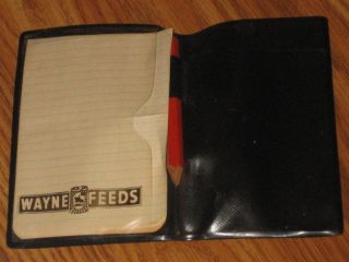 Vtg wayne Feeds Memo Pad Folder HTF Paper Pencil 1960s