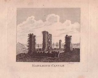 ANTIQUE COPPERPLATE ENGRAVING   HADLEIGH CASTLE   SOUTHEND   METCALF