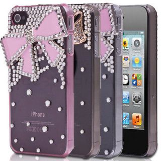 Crystal Rhinestone Luxury Bow Tie Hard Cover Case For iPhone 4 4S 4G