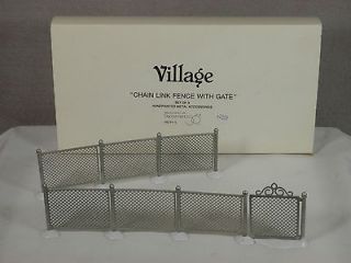 56 Village Collection, Chain Link Fence with Gate, Set of 3
