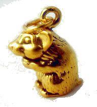 WOW Gold Plated 3D Teddy bear hamster silver charm Pendant