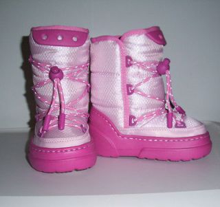 Crocs Fuchsia Pink Nylon Insulated Snow Kosmoboot Girls Kids Junior Sz