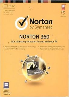 Norton 360 2013 Retail Pack 1 PC 1 Year All In One AntiVirus Internet