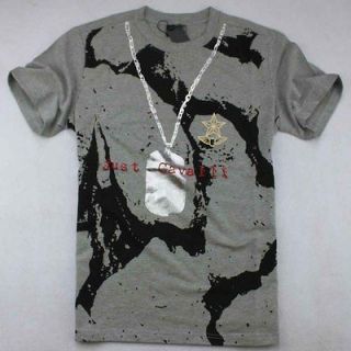 New Mens Just Cavalli Printed necklace black/Gray/Whi​te Tee Size M
