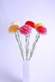 24 Carnation Single Stems in 6 Colours Artificial Silk Carnation.Amaz