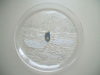 Original WALTHER GLAS Glass plate with decoration of Ducks in a pond