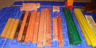 Vintage Wooden Lincoln Logs, Mixed Lot, Roof Pieces, Trusses, Logs 34