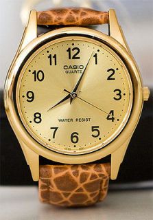 Casio Mens Analog Fancy Leather Band Watch MTP1093Q 9B Brand New