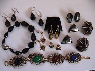 vintage BLACK jewelry lot   SKYE earrings   black hills   estate