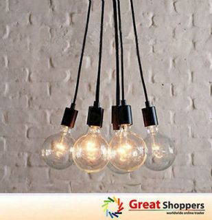 Heads Edison Glass Shade Ceiling Light Pendant Lamp Fixture Chandelier